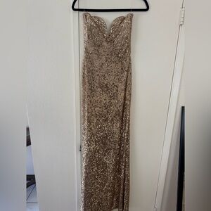 REVOLVE Gold Strapless Sequin Dress